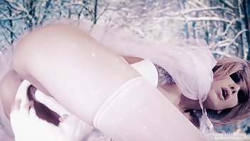 Annamolli snowgasm - dildo fucking, cosplay solo female.